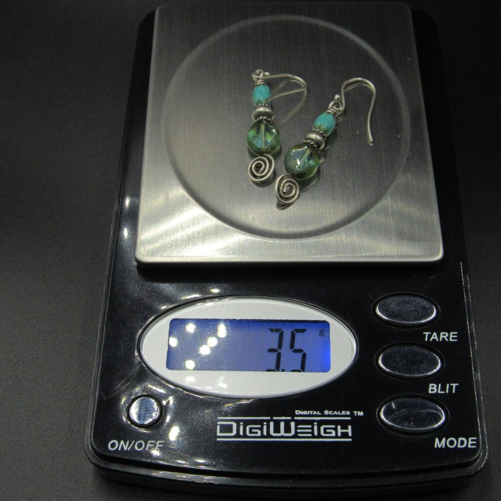 Sterling Silver Swirling Odd Stone Rustic Earrings - Picture 4 of 4